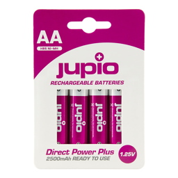 Toon details voor Jupio Rechargeable Batteries AA 2500 mAh 4 pcs DIRECT POWER PLUS Afbeelding van Jupio Rechargeable Batteries AA 2500 mAh 4 pcs DIRECT POWER PLUS