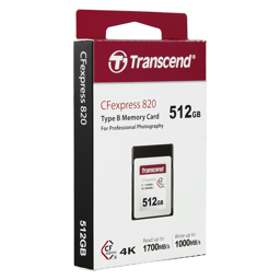 Toon details voor Transcend 512GB CFexpress CARD 820 Type-B TLC  ( R 1700MB/s | W 1000MB/s ) Afbeelding van Transcend 512GB CFexpress CARD 820 Type-B TLC  ( R 1700MB/s | W 1000MB/s )