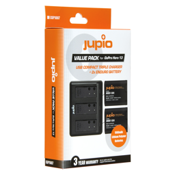 Afficher les détails pour Jupio Value Pack: 2x Enduro Battery GoPro HERO 13 - AHDBT-1301 / CPSS1B 1900mAh + Compact USB Triple Charger Image de Jupio Value Pack: 2x Enduro Battery GoPro HERO 13 - AHDBT-1301 / CPSS1B 1900mAh + Compact USB Triple Charger