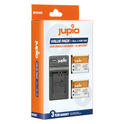 Afficher les détails pour Jupio Value Pack: 2x Battery Li-40B/Li-42B/NP45/D-Li63/EN-EL10 + USB Single Charger Image de Jupio Value Pack: 2x Battery Li-40B/Li-42B/NP45/D-Li63/EN-EL10 + USB Single Charger