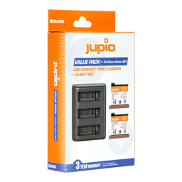 Afficher les détails pour Jupio Value Pack: 2x Battery DJI Osmo Action AB1 1220mAh + Compact USB Triple Charger Image de Jupio Value Pack: 2x Battery DJI Osmo Action AB1 1220mAh + Compact USB Triple Charger