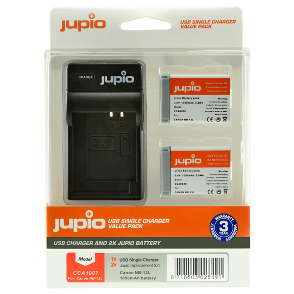 Afbeelding van Jupio Value Pack: 2x Battery NB-13L + USB Single Charger