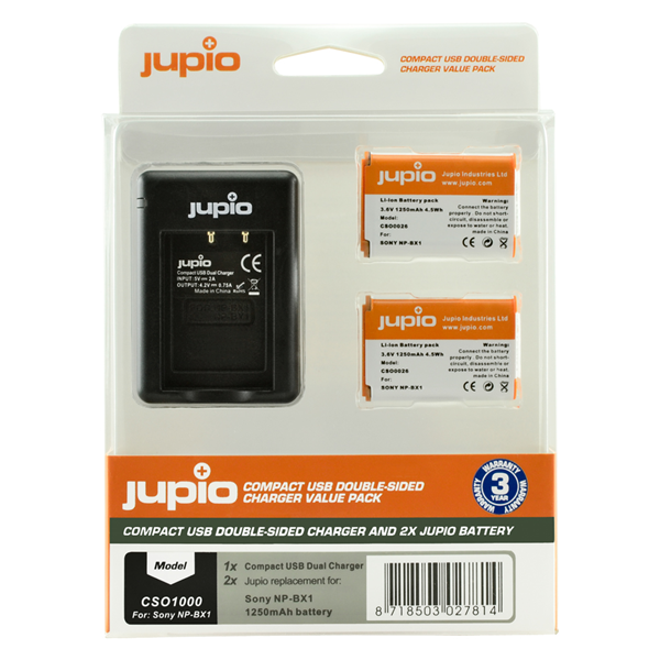 Afbeelding van Jupio Value Pack: 2x Battery NP-BX1 + Compact USB Double-Sided Charger