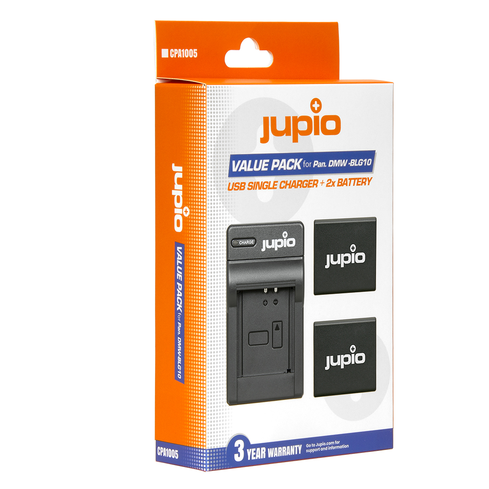 Jupio Value Pack: 2x Battery DMW-BLG10 + USB Single Charger